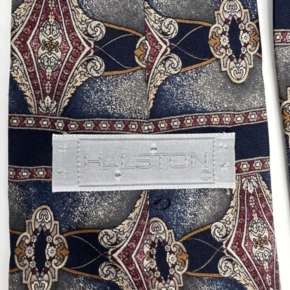 Vintage Halston Neck Tie Mens Standard Size Blue 100% Italian Silk Striped - Picture 3 of 7